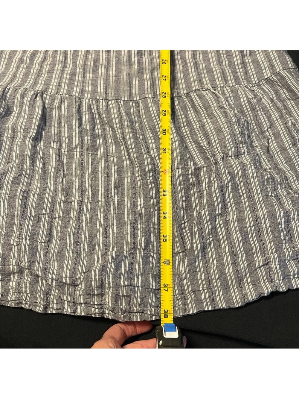 DYLAN Blue & White Striped Midi Dress Size M Cotton Tiered 100% Cotton - Picture 5 of 8